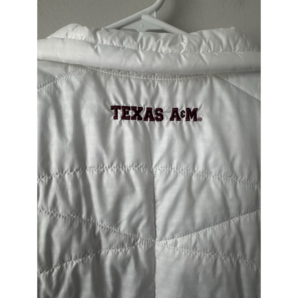 Texas A&M Aggies Vest White Columbia Omni-Heat Powder Lite Puffer Large EUC - Picture 6 of 7